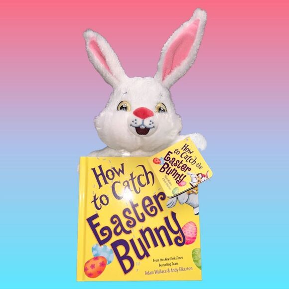 NWT Kohl's Cares Rabbit 5"x7" Book "How to Catch The Easter Bunny" 12” Plush - Picture 1 of 3
